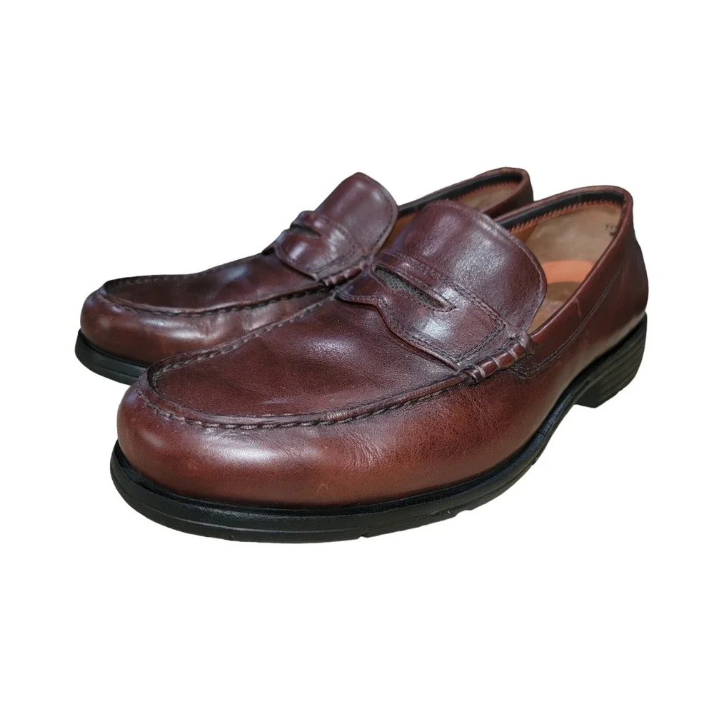 Clarks Unstructured Mens Brown Leather Classic Comfort‎ Penny Loafer Shoes 10 W